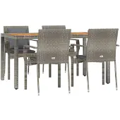 vidaXL 5-delige tuinset met kussens, grijs, polyrotan