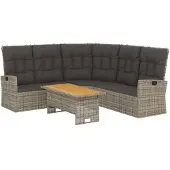 vidaXL 2-delige loungeset voor de tuin met kussens, grijs, van polyrotan