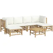 vidaXL 7-delige Loungeset met kussens bamboe crèmewit