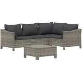 vidaXL 5-delige loungeset voor de tuin met kussens, grijs, polyrotan