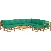 vidaXL 11-delige Loungeset met kussens bamboe groen