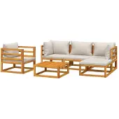 vidaXL 6-delige Loungeset met lichtgrijze kussens massief hout