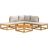 vidaXL 6-delige Loungeset met lichtgrijze kussens massief hout