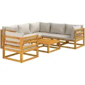 vidaXL 7-delige Loungeset met lichtgrijze kussens massief hout
