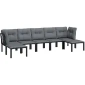vidaXL 7-delige loungeset voor de tuin, zwart en grijs, van polyrotan