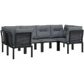 vidaXL 6-delige Loungeset poly rattan zwart en grijs