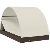 vidaXL Ligbed 2-persoons met rond dak 211x112x140 cm poly rattan bruin
