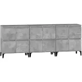 vidaXL Dressoirs 3 st 60x35x70 cm bewerkt hout betongrijs