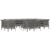 vidaXL 13-delige Loungeset met kussens poly rattan grijs