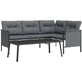 vidaXL 2-delige loungeset voor de tuin, antraciet, staal