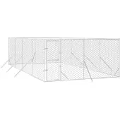 vidaXL Hondenkennel voor buiten 4x8x2 m gegalvaniseerd staal zilver
