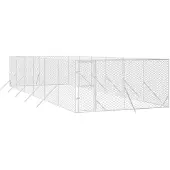vidaXL Hondenkennel voor buiten 4x12x2 m gegalvaniseerd staal zilver