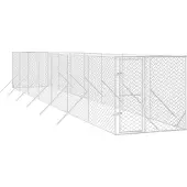vidaXL Hondenkennel voor buiten 2x14x2 m gegalvaniseerd staal zilver