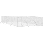 vidaXL Hondenkennel voor buiten 6x14x2 m gegalvaniseerd staal zilver