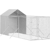 vidaXL Hondenkennel met dak 2x6x2,5 m gegalvaniseerd staal zilverkleur