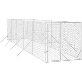 vidaXL Hondenkennel voor buiten 2x10x2 m gegalvaniseerd staal zilver