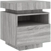 vidaXL Nachtkastje met LED-verlichting 40x39x48,5 cm grijs sonoma