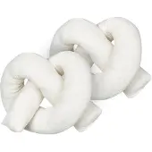 Beliani GLADIOLUS - Knoopkussen set van 2 - Wit - Teddystof