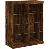 vidaXL Dressoir met LED-verlichting 81x37x100 cm gerookt eikenkleurig