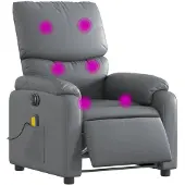 vidaXL Massagestoel verstelbaar elektrisch kunstleer grijs