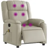 vidaXL Massagestoel verstelbaar elektrisch kunstleer crèmekleurig