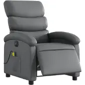 vidaXL Massagestoel verstelbaar elektrisch kunstleer grijs