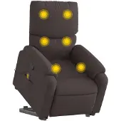 vidaXL Sta-op-massagestoel verstelbaar stof donkerbruin