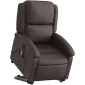vidaXL Sta-op-massagestoel elektrisch echt leer donkerbruin