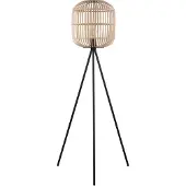 Eglo 43219 Bordesley Staande Lamp Staal Zwart/Hout natuur - 1 x E27