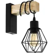 Eglo Townshend 5 Wandlamp - E27 - 27,5 cm - Hout - Zwart/Bruin - FSC Hout