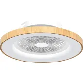 MANTRA Smart LED plafondventilator Tibet, houtkleur, stil, Ø 65 cm dimbaar, Woon-/ Eetkamer, metaal, Modern