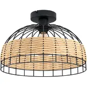Eglo Anwick Plafondlamp - E27 - Ø 38 cm - Zwart/Rotan
