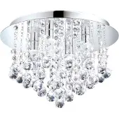 Eglo Plafondlamp ALMONTE Deckenlampe, Stahl und Glas, IP44, G9, Wohnzimmerlampe, Lampe chroom / ø35 x h23 cm / inclusief 4 x g9 (elk 2,5w) / spatwaterdicht