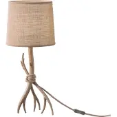 Mantra-Iluminacion Tafellamp Sabina, hout licht, Woon-/ Eetkamer, Textiel / Stof / Zijde, Landelijk, Tafellamp
