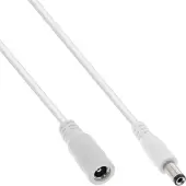 InLine DC verlengkabel | 5,5 x 2,5mm | max. 140W | AWG18 | wit | 2 meter