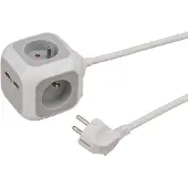 Nobrand ALEA-Power USB-Charger Stekkerblok 4-voudig, 1,4m H05VV-F 3G1,5 *FR/BE*