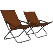 vidaXL Klapstoelen, 2 stuks, stof, bruin