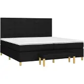 vidaXL Boxspring met matras stof zwart 200x200 cm