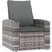vidaXL Tuinstoel verstelbaar met kussens poly rattan grijs
