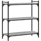 vidaXL Boekenkast 3-laags 80x30x86 cm bewerkt hout grijs sonoma