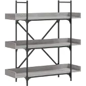 vidaXL Boekenkast 3-laags 100x33x108,5 cm bewerkt hout grijs sonoma