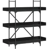 vidaXL Boekenkast 3-laags 100x33x108,5 cm bewerkt hout zwart