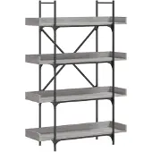 vidaXL Boekenkast 4-laags 100x33x145,5 cm bewerkt hout grijs sonoma