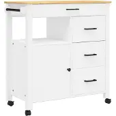 vidaXL Keukentrolley MONZA 84x40x88,5 cm massief grenenhout wit