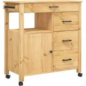 vidaXL Keukentrolley MONZA 84x40x88,5 cm massief grenenhout