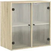 vidaXL Wandkast met glazen deuren 68x37x68,5 cm sonoma eikenkleurig