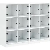 vidaXL Boekenkast met deuren 136x37x109 cm bewerkt hout wit