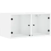 vidaXL Wandkast met glazen deuren 68,5x37x35 cm wit