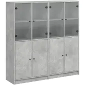 vidaXL Boekenkast met deuren 136x37x142 cm bewerkt hout betongrijs