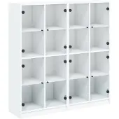 vidaXL Boekenkast met deuren 136x37x142 cm bewerkt hout wit